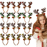 Tiaiidi red glitter reindeer antlers headband for festive celebrations and photos