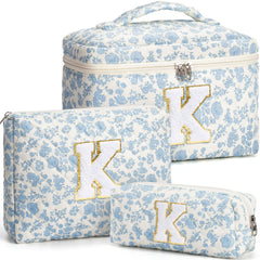 Tiblue floral quilted makeup bag with ample space for cosmetics on the go.
