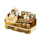 Tidyladyo large makeup organizer with rotating brush holder for quick brush access