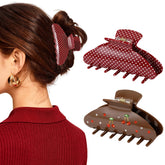 Tiefebene two-pack cherry-red polka-dot clip close-up showing durable acrylic and color