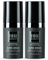 Tiege Hanley Anti Aging Serum bottle close-up shows lightweight hydration.