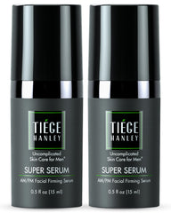 Tiege Hanley Anti Aging Serum bottle close-up shows lightweight hydration.