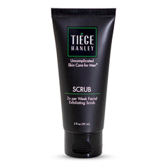 Tiege Hanley exfoliating face wash close-up with apricot seeds for smoother, clearer skin.