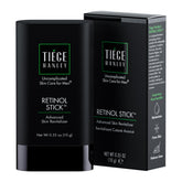 Tiege Hanley Retinol Stick on forehead shows easy, mess-free application for smoother texture.