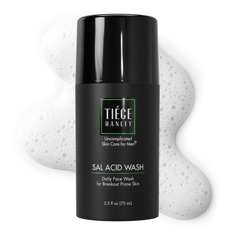 tiege-hanley salicylic acid cleanser bottle for daily acne prevention and oil control