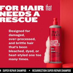 TIGI Bed Head Resurrection Shampoo foam close-up highlighting gentle, thorough cleansing.