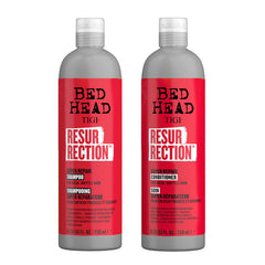 TIGI Bed Head Resurrection Shampoo lather for salon-grade repair on dry hair.
