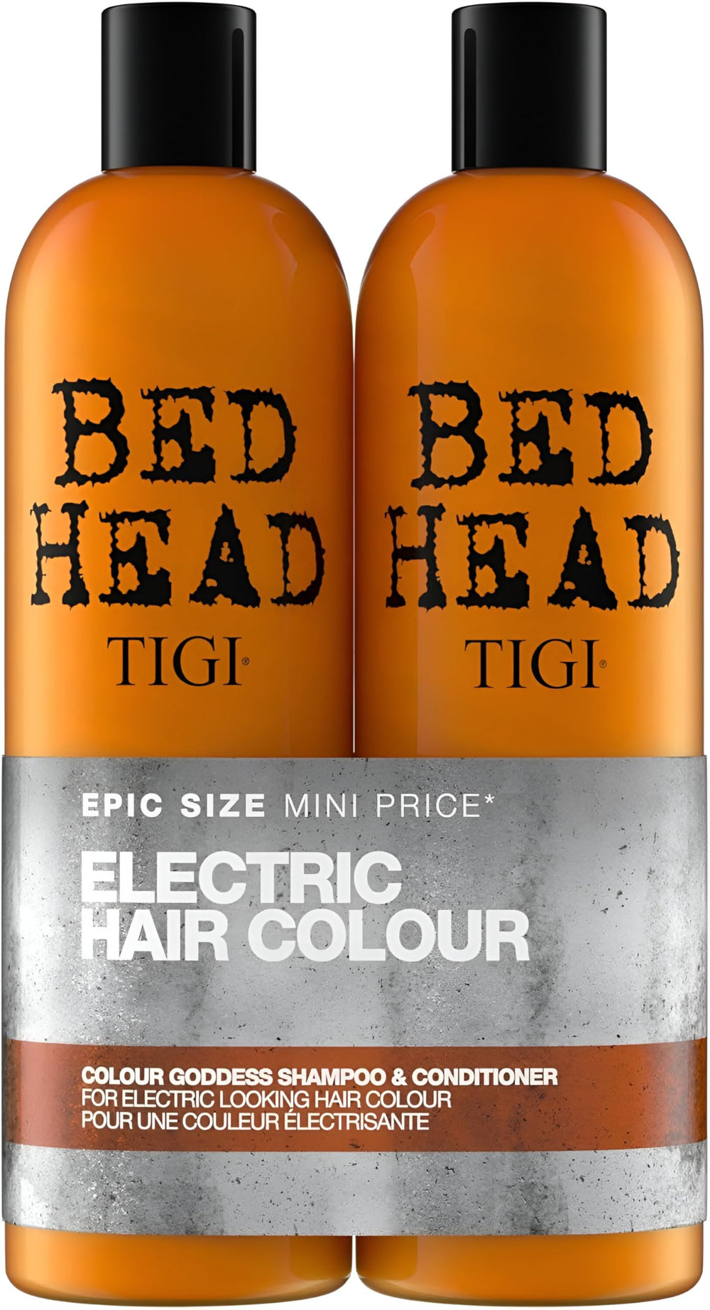 TIGI Colour Goddess shampoo bottle shows color protection for vibrant dyed hair.