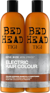 TIGI Colour Goddess shampoo bottle shows color protection for vibrant dyed hair.