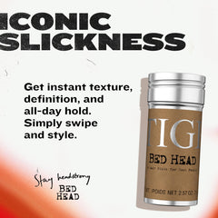 TIGI Bed Head Wax Stick flyaway control highlights smoothing stray hairs.