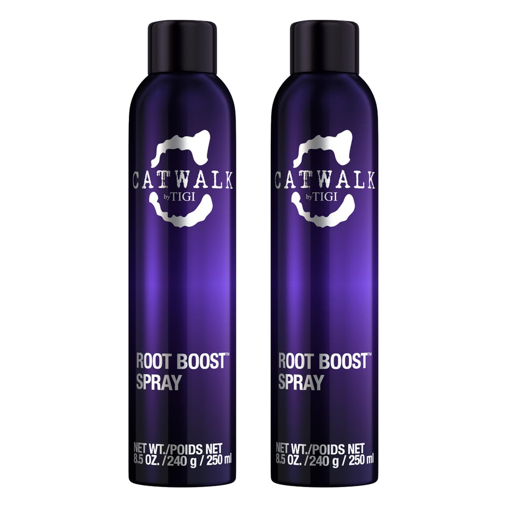 TIGI Catwalk Root Boost Spray Foam bottle shows volumizing root lift for all hair types.
