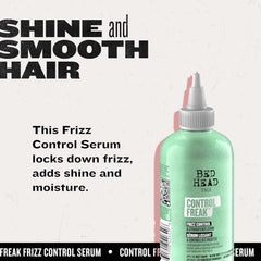 TIGI Control Freak frizz-control close-up demonstrates smoothing for unruly curls