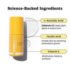 Timeless Skin Care Vitamin C Serum amber bottle with dropper for even tone