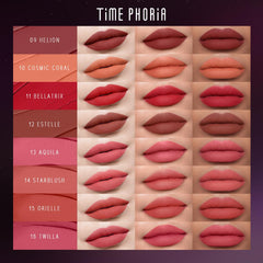 TIMEPHORIA Nebula Velvet Lip Cream shows long-lasting velvet-matte finish