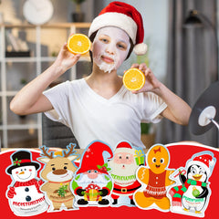 Timgle holiday-character masks featuring Santa, Reindeer, Snowman, Penguin, and Gnome for gifting.