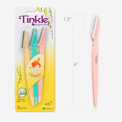 Tinkle Eyebrow Razor safe-painless design closeup emphasizing comfortable hair removal