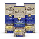 Tio Nacho thickening shampoo bottle demonstrates volume boost for thinning hair.