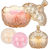 Tioncy crystal glass powder puff container with amber puff for luxuriously even application.
