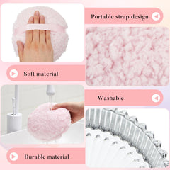 Tioncy washable velour puff with sturdy strap for mess-free use