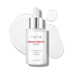 TIRTIR Azelaic Acid 12% Serum bottle close-up highlighting lightweight hydration and oil balance.