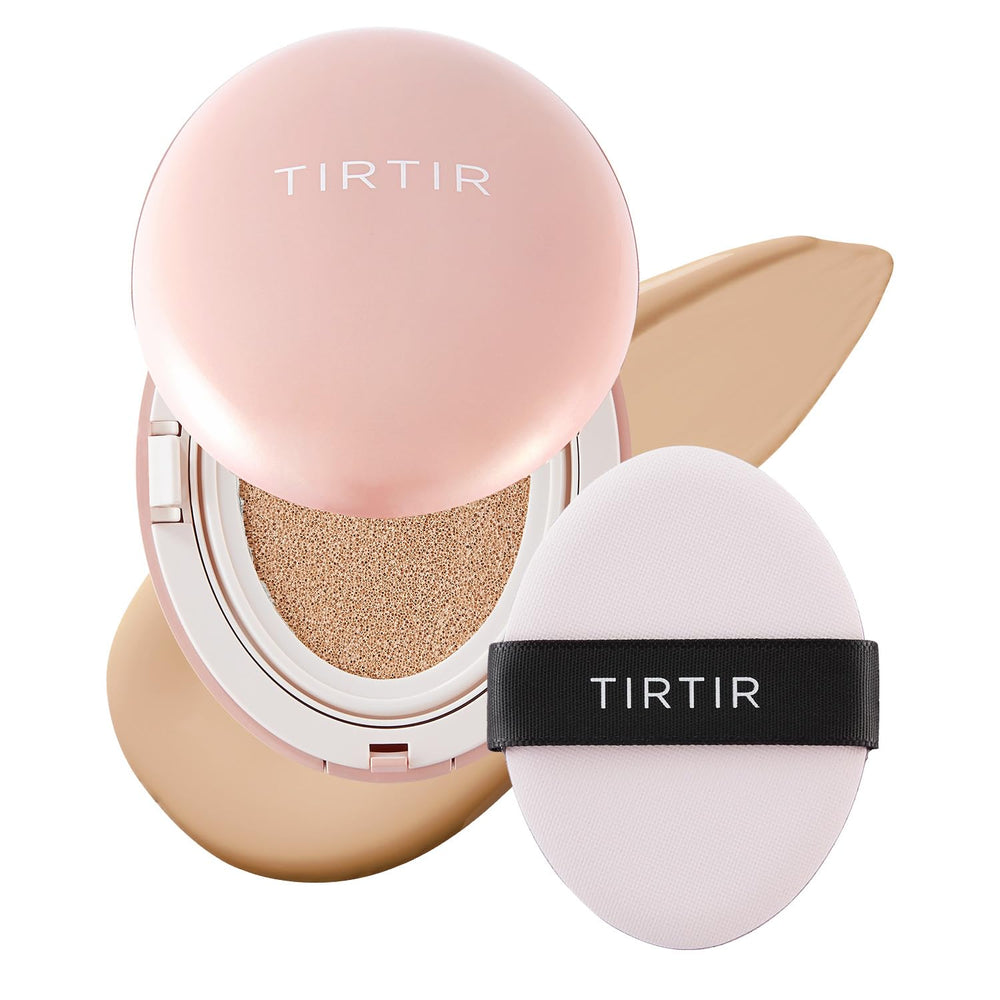 TIRTIR Mask Fit All Cover Pink Cushion compact open demonstrates full-coverage finish for radiant skin.