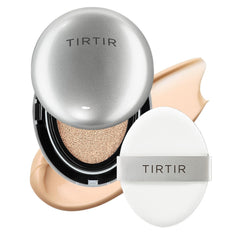 TIRTIR Mask Fit Aura Silver Cushion compact close-up with radiant semi-glow finish.