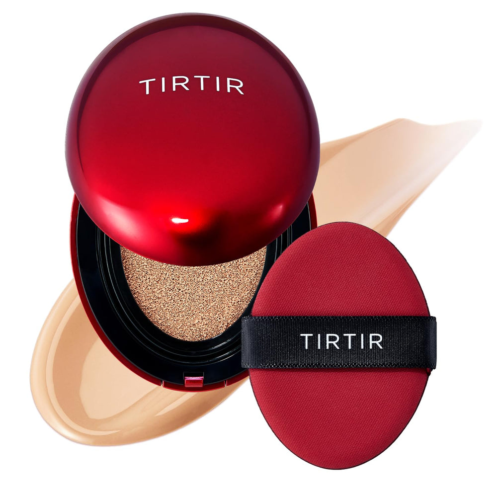 TIRTIR Mask Fit Red Cushion packaging shows portable compact case for on-the-go coverage.