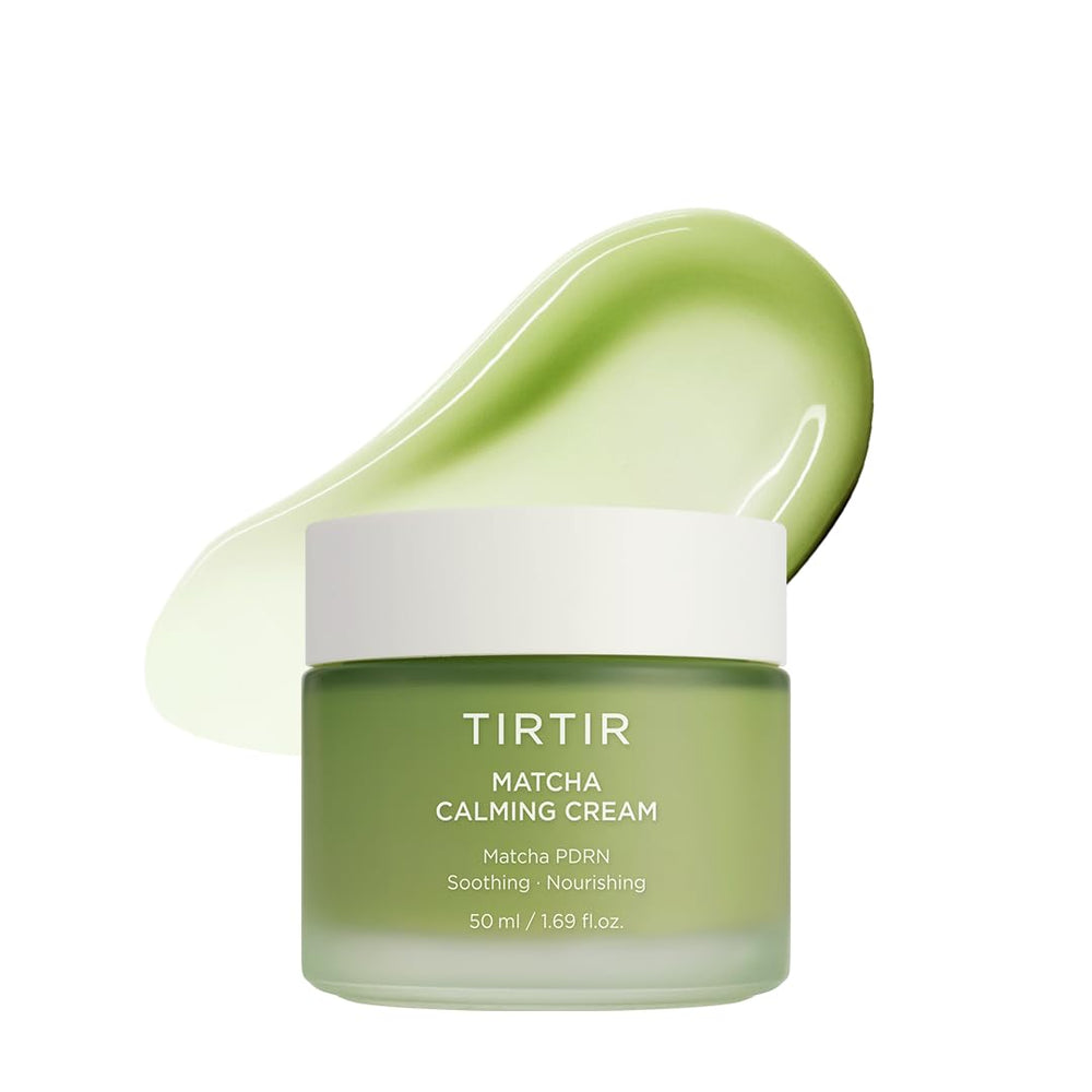 TIRTIR Matcha PDRN calming cream jar closeup for intense hydration.