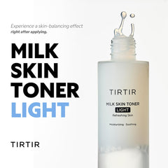 TIRTIR Milk Skin Rice Toner Light applied on skin reveals an even, hydrated complexion