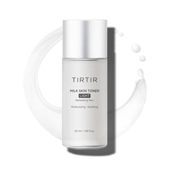 TIRTIR Milk Skin Toner Light bottle-pour demonstrates fast hydration with non-sticky finish.