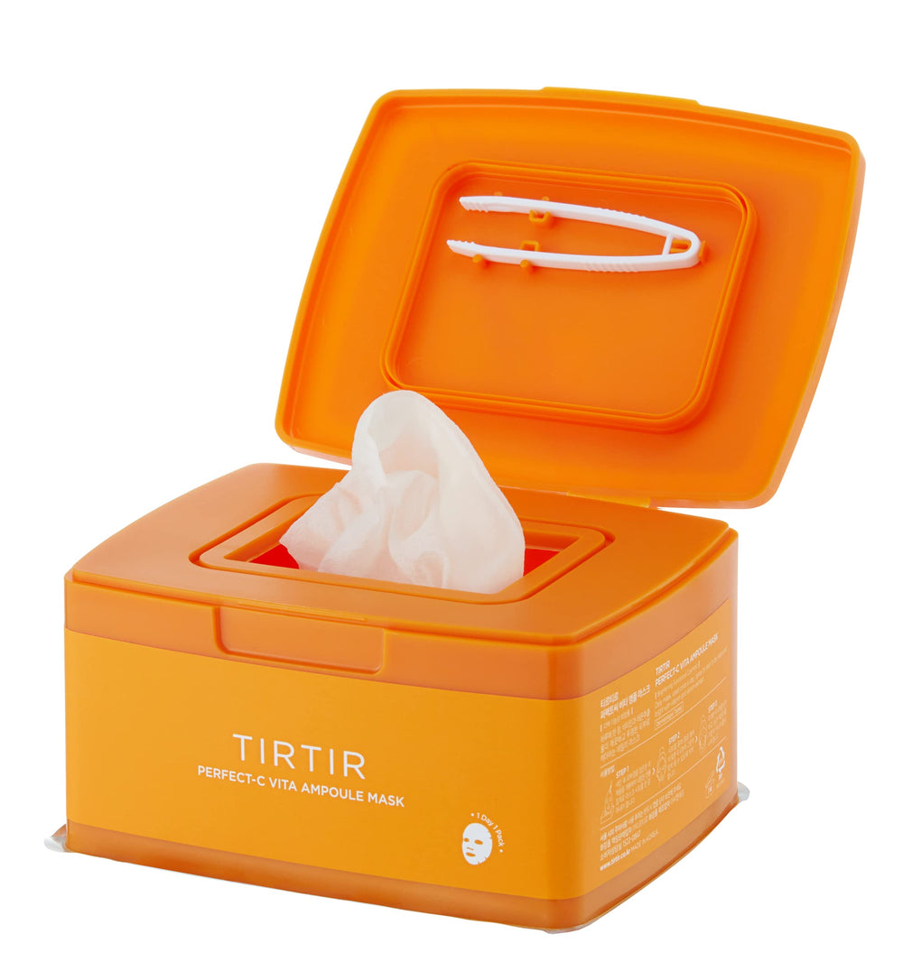 TIRTIR Perfect C Vita Ampoule Mask pack with 30 sheets for quick skincare.