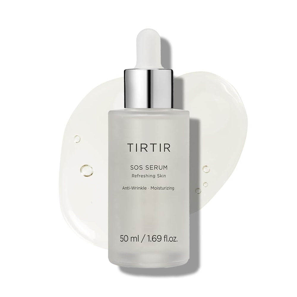 TIRTIR SOS Serum bottle close-up highlighting hydrating glow
