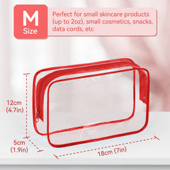 TISRATOK clear makeup bag zipper closeup highlighting secure seal to prevent spills