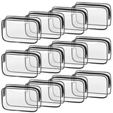 TISRATOK clear makeup bag with zipper front view for quick travel access.
