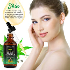 Tiuedu Jamaican Black Castor Oil face and body application for moisturized skin.