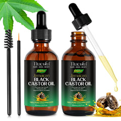 Tiuedu Jamaican Black Castor Oil hair-growth bottle pour supports potential hair growth and scalp nourishment.