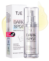 TJE dark spot serum bottle shown for easy daily application.