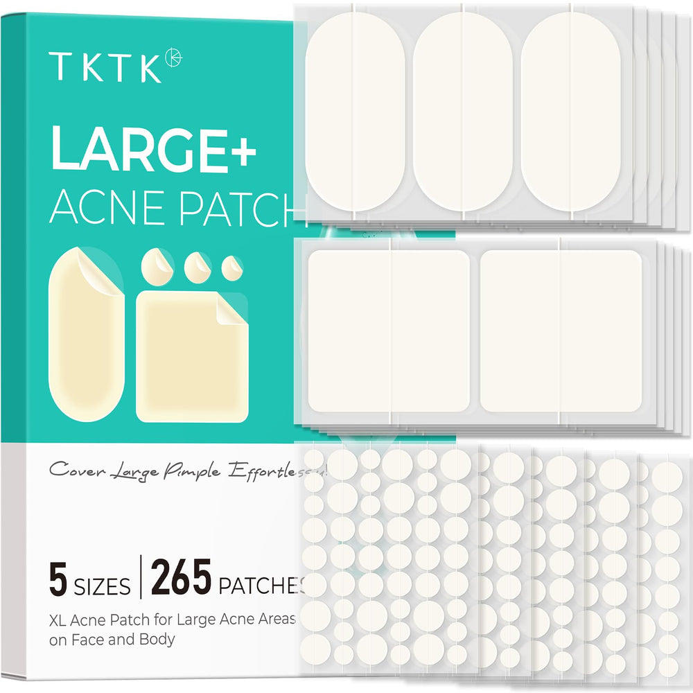 TKTK XL face patch covering a large breakout for quick protection and absorption.