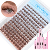 TNFVLONEINS brown lash clusters kit – fluffy natural look for everyday wear.