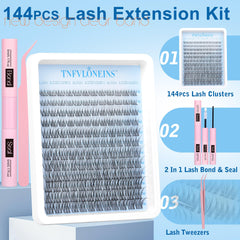 TNFVLONEINS lash clusters kit 4D lash extensions for fuller, dimensional look