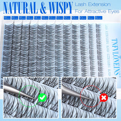 TNFVLONEINS lash clusters kit waterproof lashes for all-day wear
