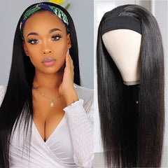 TNICE headband wig straight 18in front view shows natural hairline and full density.