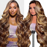 Tobeallo honey blonde wig front view with seamless 13x6 lace for natural part and daily wear