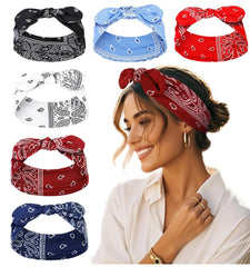 Tobeffect bandana headband paisley black bow offers stylish non-slip wear during workouts.