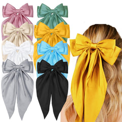 Tobeffect hair bows large satin black clip for elegant daily wear and secure hold.