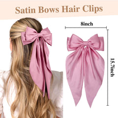 Tobeffect hair bows long-tail pink, playful accent for ponytails and updos.