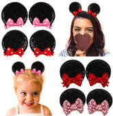 Tobeffect mouse ears clip in black glitter, lightweight and comfortable for all-day wear.
