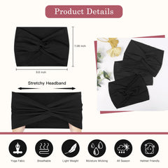 Tobeffect wide headband in black with side turban knot for versatile styling.