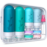Tocelffe 18-pack travel bottles set arranged for organized toiletries on the go