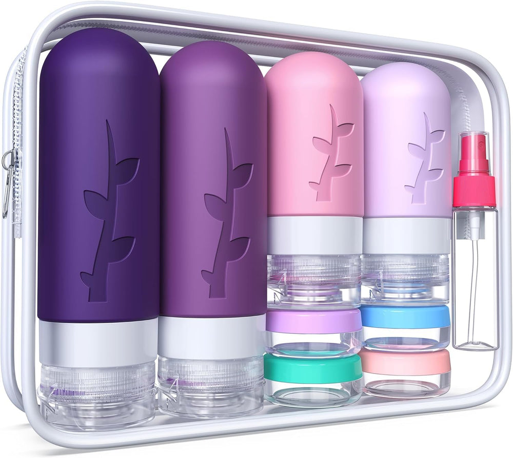 Tocelffe 18-pack travel bottles with waterproof bag for organized packing